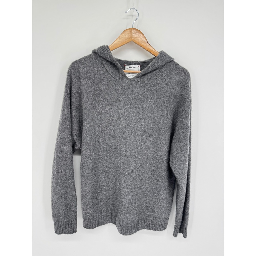 NAADAM Cashmere Hoodie Mens S Reversible Grey Knit Sweater Luxury Soft Classic